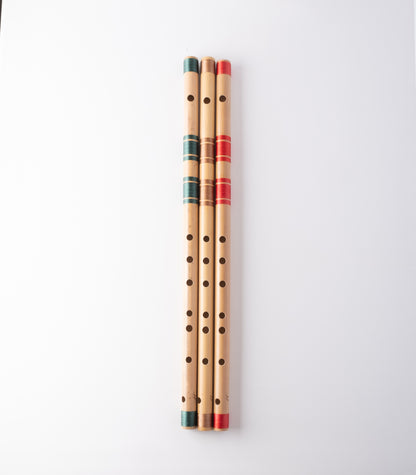 F# scale bansuri's in green, gold and red thread color